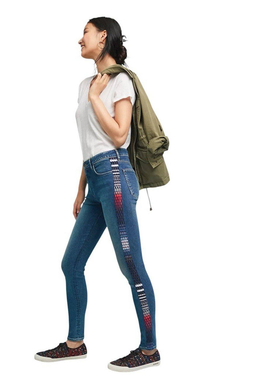 Anthropologie X Levis Skinny Jeans 28/30 High Rise 721 Embroidered Side Stripe